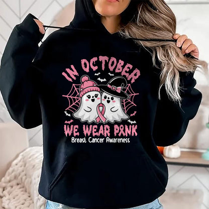 Hallowen Shirts for Family, Funny hallowen shirts, Hallowen Unisex T-Shirt/Hoodie/Sweatshirt HLT00 - Breast Cancer Women Shirts Halloween In October We Wear Pink T-Shirt