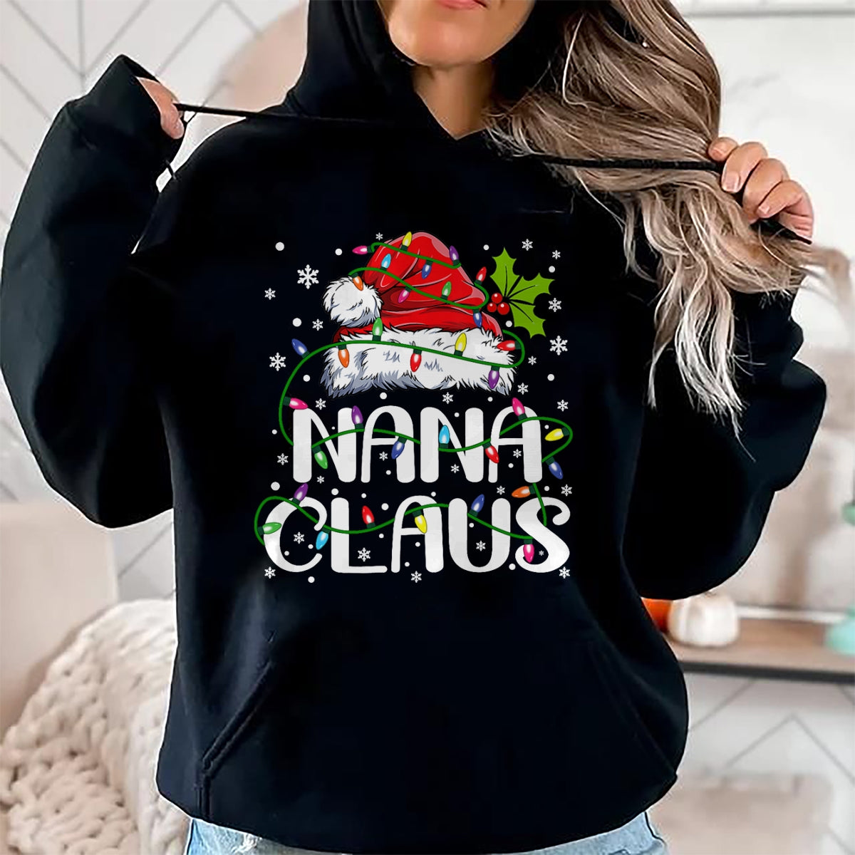 Christmas Shirts for Family, Funny christmas shirts, Christmas Unisex T-Shirt/Hoodie/Sweatshirt HLT00 - Nana Claus Christmas Lights Pajama Family Matching T-Shirt