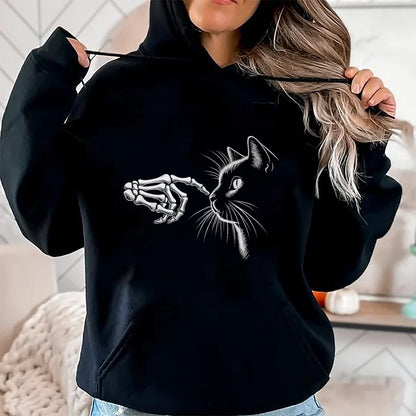 Hallowen Shirts for Family, Funny hallowen shirts, Hallowen Unisex T-Shirt/Hoodie/Sweatshirt HLT00 - Skeleton Hand Boop Black Cat Pet For Women Men Halloween T-Shirt