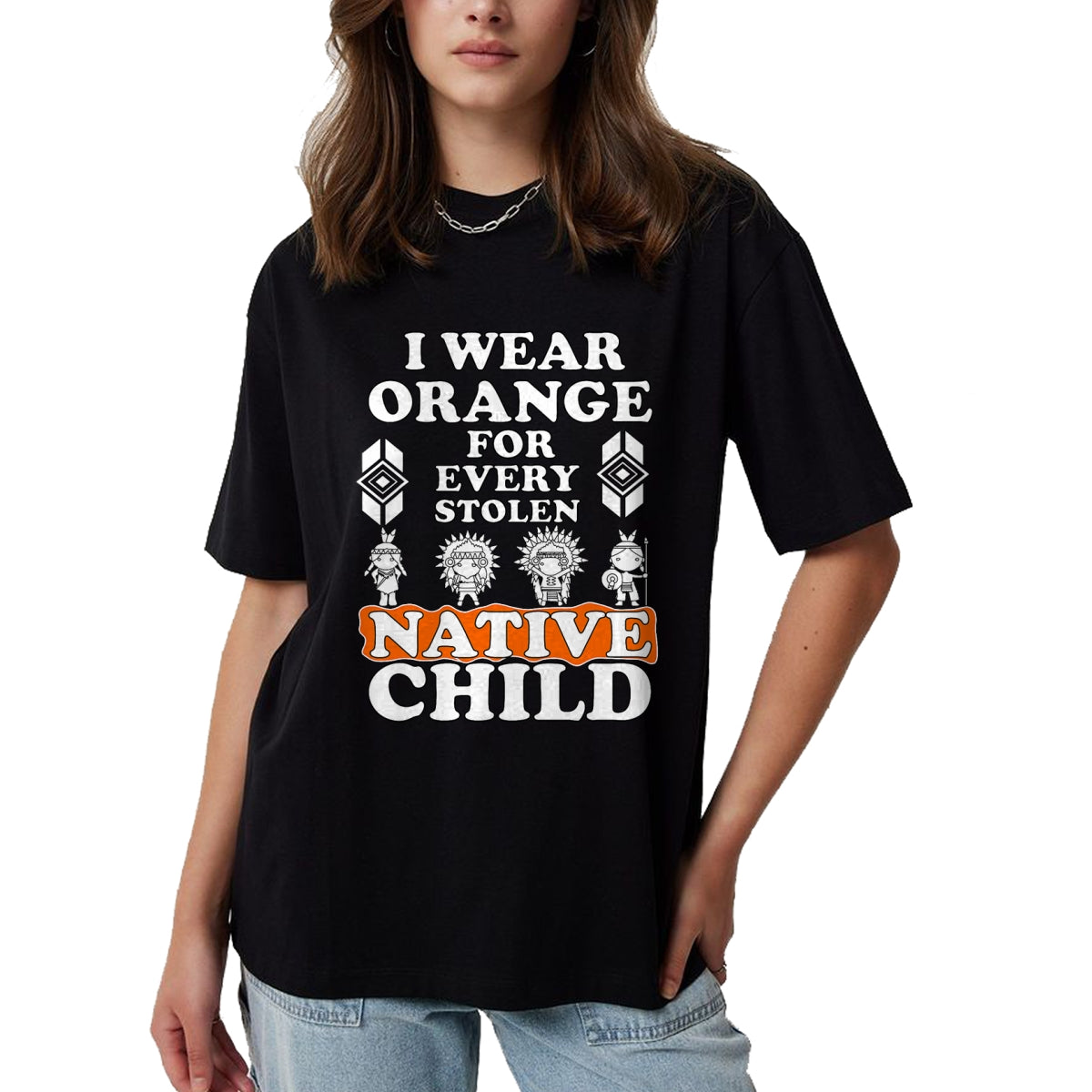 Native American T-Shirts, Vintage Native American Unisex T-Shirt/Hoodie/Sweatshirt HLT00 - I Wear Orange For Every American Native Child Indian Pride T-Shirt (2)