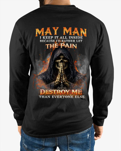 MAY MAN SKULL SHIRT – I KEEP IT ALL INSIDE DARK GOTHIC T-SHIRT - FOR MAN - TLEE05 (SKU2604-136-05)