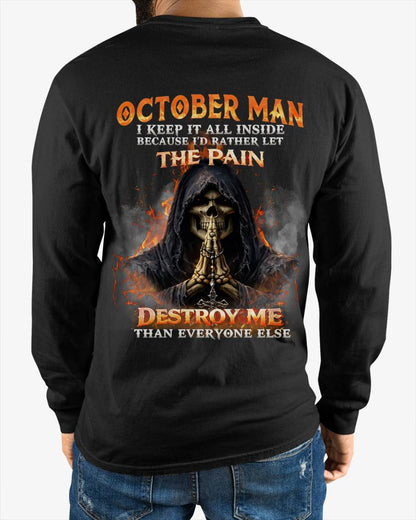 OCTOBER MAN SKULL SHIRT – I KEEP IT ALL INSIDE DARK GOTHIC T-SHIRT - FOR MAN - TLEE10 (SKU2604-136-10)