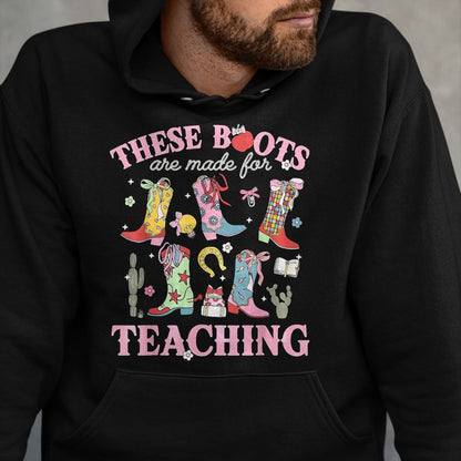Best Student Shirt, Funny Back To School UnisexT-Shirt/Hoodie/Sweatshirt HLT00 - These Boots are Made for Teaching Teacher Back to School T-Shirt, Women, Olive Green, Medium
