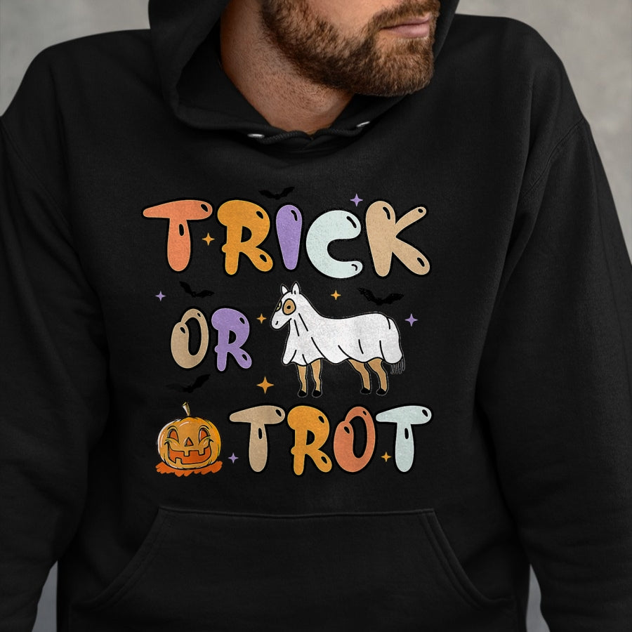 Best Horse Lover Shirt , Funny Horse UnisexT-Shirt/Hoodie/Sweatshirt HLT00 - Trick Or Trot Halloween Pumpkin Ghost Horse T-Shirt