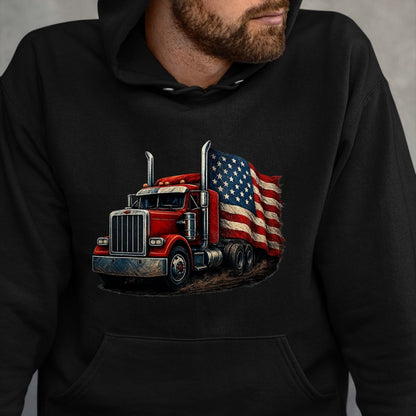 Best Truck Driver Life Shirt, Funny Trucker UnisexT-Shirt/Hoodie/Sweatshirt HLT00 - Us American Flag Semi Truck Driver Trucker T-Shirt, Men, Black, 3X-Large