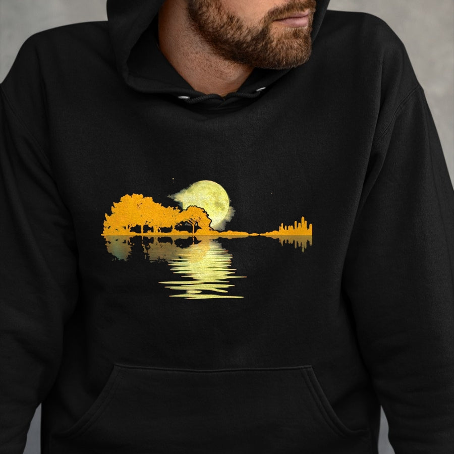 Guitar Lover Shirt, Funny Guitar UnisexT-Shirt/Hoodie/Sweatshirt HLT00 - Guitar Lake Shadow Love Guitar Musician T-Shirt, Men, Black, 3X-Large
