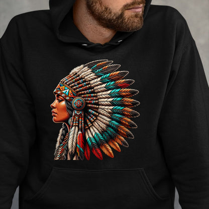 Native American T-Shirts, Vintage Native American Unisex T-Shirt/Hoodie/Sweatshirt HLT00 - Native American Woman Indian Warrior for Women