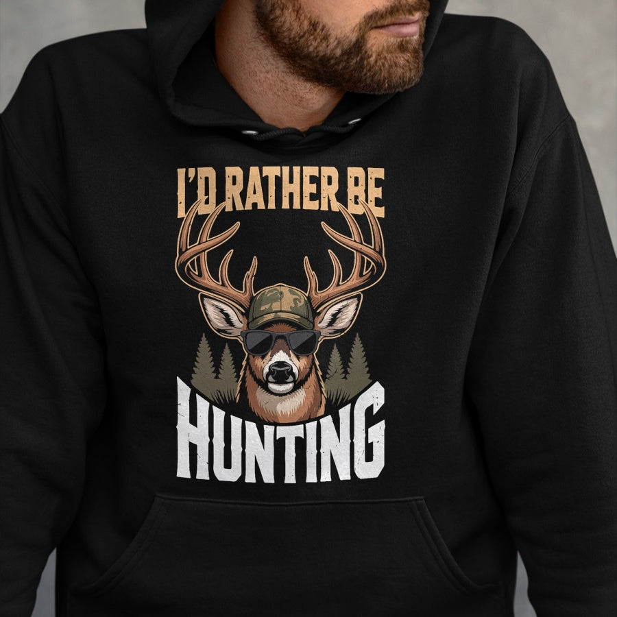 Funny Hunting Shirt, Gift For Hunting Lover Unisex T-Shirt/Hoodie/Sweatshirt HLT00 - Mens Camo Deer Hunting Funny Id Rather Be Hunting Camouflage T-Shirt