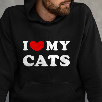 Cat Love Shirt, Funny Cat Lover Gift UnisexT-Shirt/Hoodie/Sweatshirt HLT00 - I Love My Cats, I Heart My Cats T-Shirt, Men, Black, 3X-Large (1)