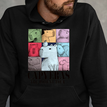 Cute Capybara Shirt, Funny Capybara Unisex T-Shirt/Hoodie/Sweatshirt HLT00 - Capyeras Funny Cute Capybara Color Concert Tour Cute Animals T-Shirt