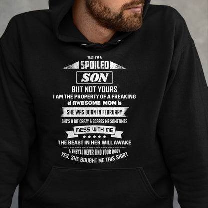 Best Wife Shirt, Wife and Husband Unisex T-Shirt/Hoodie/Sweatshirt HLT00 - Yes I'm Spoiled Son - February Mom Birthday Present T-Shirt (1)