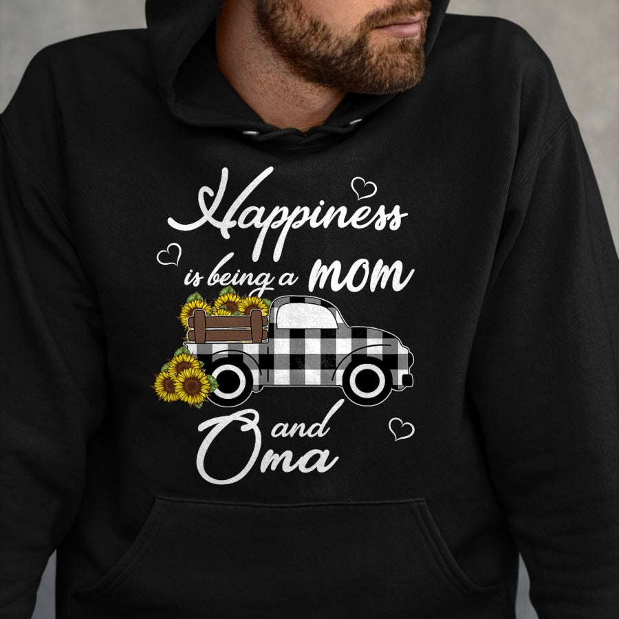 Best Grandma Shirt, Proud Grandma Unisex T-Shirt/Hoodie/Sweatshirt HLT00 - Sunflower Grandma Shirt Happiness is being a Mom and Oma T-Shirt (1)