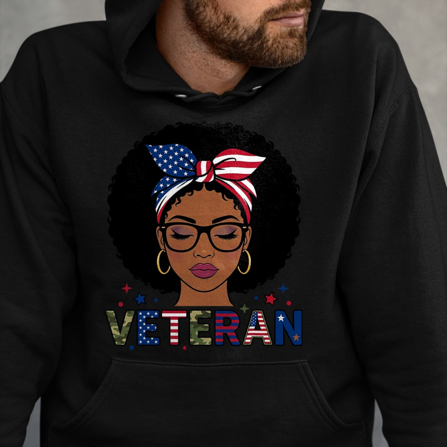 Proud Veteran Shirt, Funny Veteran UnisexT-Shirt/Hoodie/Sweatshirt HLT00 - Black Veteran Women African American Female Army Soldier T-Shirt