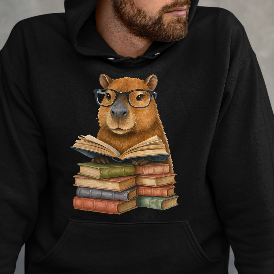 Cute Capybara Shirt, Funny Capybara Unisex T-Shirt/Hoodie/Sweatshirt HLT00 - Cute Capybara Reading Books Funny Animal Capybara Bookworms T-Shirt