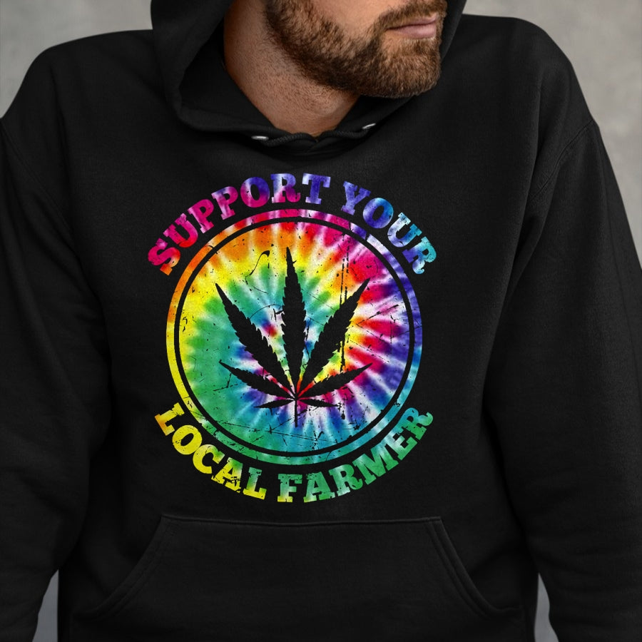 Best Farmer Life Shirt, Funny Farmer UnisexT-Shirt/Hoodie/Sweatshirt HLT00 - Retro Marijuana Support Your Local Farmer Cannabis Tie Dye Long Sleeve T-Shirt