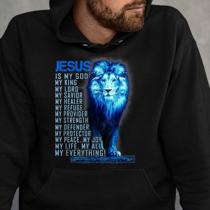 Christian Tee, Christian Faith Unisex T-Shirt/Hoodie/Sweatshirt HLT00 - Lion Christian Jesus Is My God King, Lord, and Savior T-Shirt