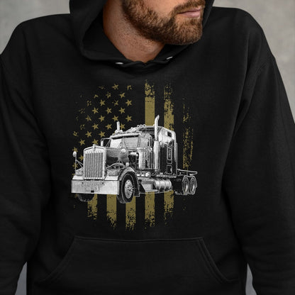 Best Truck Driver Life Shirt, Funny Trucker UnisexT-Shirt/Hoodie/Sweatshirt HLT00 - Trucker American Flag Big Rig Semi-Trailer Truck Driver Gift T-Shirt