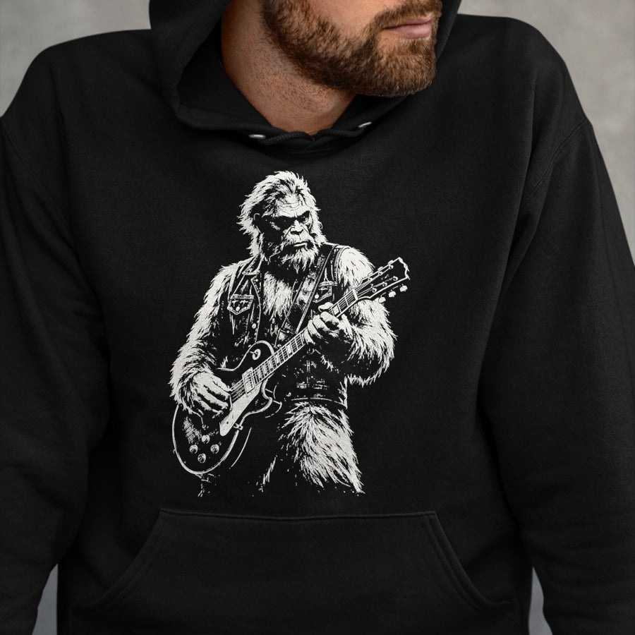 Guitar Lover Shirt, Funny Guitar UnisexT-Shirt/Hoodie/Sweatshirt HLT00 - Vintage Bigfoot Playing Guitar Funny Sasquatch Rock Music T-Shirt (1)