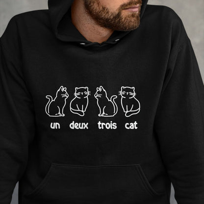 Cat Love Shirt, Funny Cat Lover Gift UnisexT-Shirt/Hoodie/Sweatshirt HLT00 - Un Deux Trois Cat - French Cat Lover Kitty Owner T-Shirt, Men, Black, 3X-Large