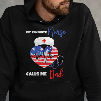 Funny Nurse Shirt, Nurse Unisex T-Shirt/Hoodie/Sweatshirt HLT00 - Mens My Favorite Nurse Calls Me Dad Funny Nurse Daughter T-Shirt