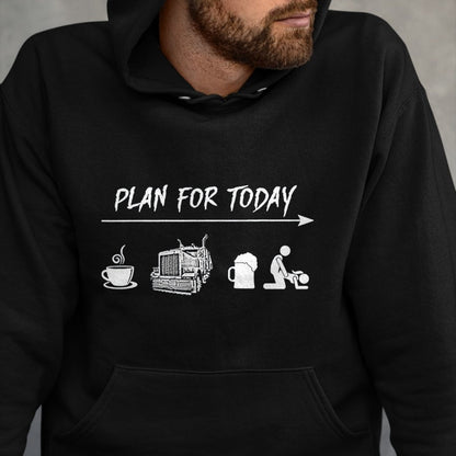 Best Truck Driver Life Shirt, Funny Trucker UnisexT-Shirt/Hoodie/Sweatshirt HLT00 - Plan for Today Coffee Trucking Beer Fuck Tshirt T-Shirt, Men, Dark Heather Grey, XX-Large