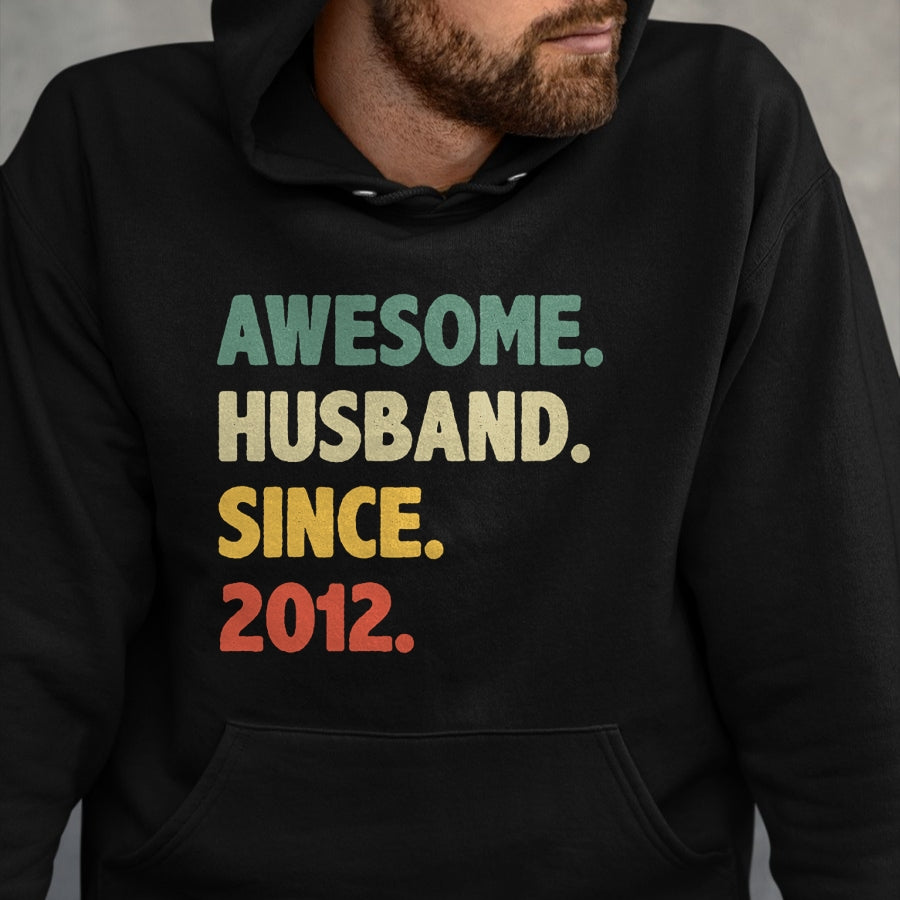 Best Wife Shirt, Wife and Husband Unisex T-Shirt/Hoodie/Sweatshirt HLT00 - 12th Wedding Anniversary Epic Awesome Husband Since 2012 Long Sleeve T-Shirt