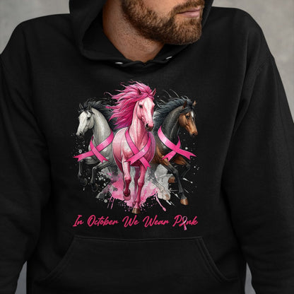 Best Horse Lover Shirt , Funny Horse UnisexT-Shirt/Hoodie/Sweatshirt HLT00 - in October We Wear Pink Horse Breast Cancer Awareness Women T-Shirt