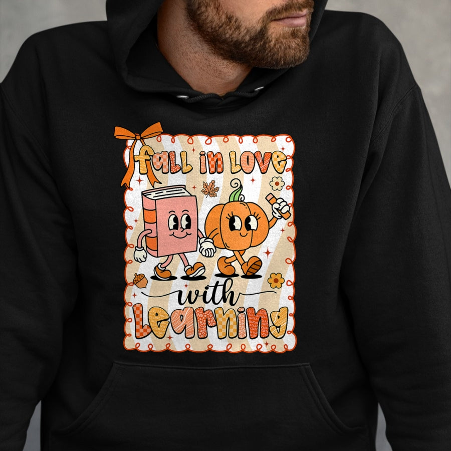 Best Thanksgiving Family Shirt , Funny Thanksgiving UnisexT-Shirt/Hoodie/Sweatshirt HLT00 - Pumpkin Teacher Preppy Fall in Love with Learning Autumn T-Shirt