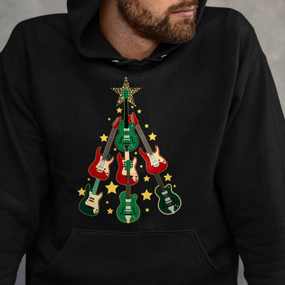 Guitar Lover Shirt, Funny Guitar UnisexT-Shirt/Hoodie/Sweatshirt HLT00 - Cool Guitar Christmas Tree Guitar Lovers Christmas Tree T-Shirt