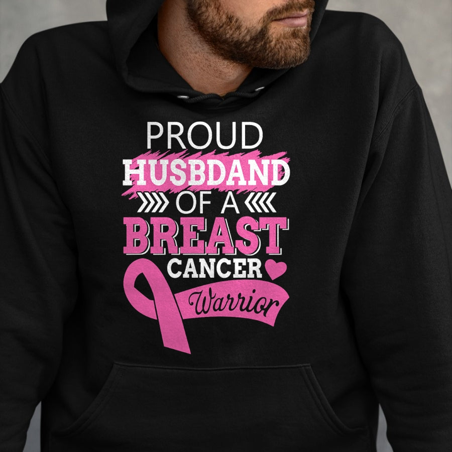 Best Wife Shirt, Wife and Husband Unisex T-Shirt/Hoodie/Sweatshirt HLT00 - Gift for wife T shirt, lucky wife   Proud Husband Of A Breast Cancer Warrior Support For My Wife T-S