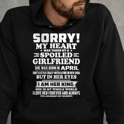 Best Wife Shirt, Wife and Husband Unisex T-Shirt/Hoodie/Sweatshirt HLT00 - sorry my heart was taken spoiled girlfriend born in April T-Shirt