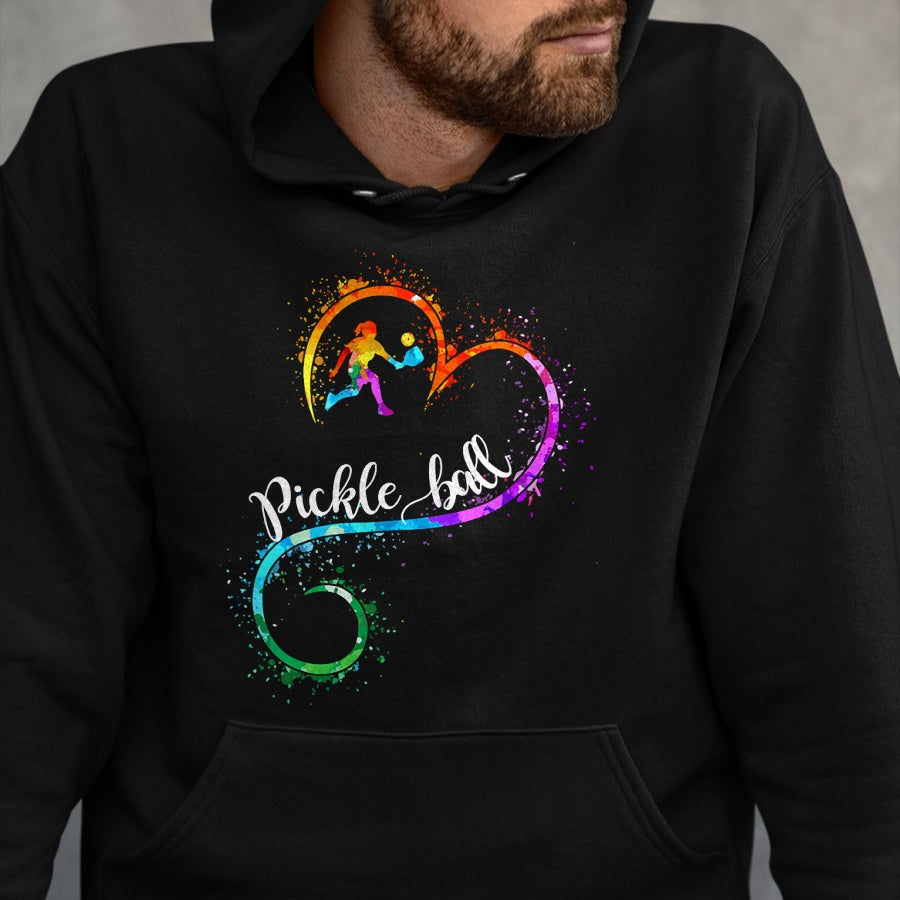 Funny Pickleball Shirt, Pickleball Lover Unisex T-Shirt/Hoodie/Sweatshirt HLT00 - I Love Pickleball Watercolors Funny Pickleball Girl Player T-Shirt