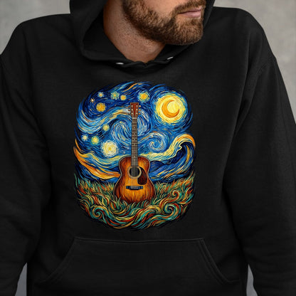 Guitar Lover Shirt, Funny Guitar UnisexT-Shirt/Hoodie/Sweatshirt HLT00 - Acoustic Guitar Starry Night Music Lover Art Men Women Kid T-Shirt
