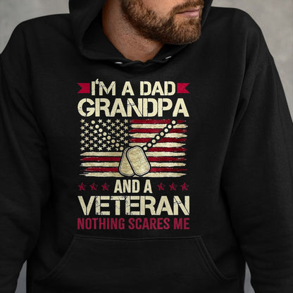 Proud Veteran Shirt, Funny Veteran UnisexT-Shirt/Hoodie/Sweatshirt HLT00 - I_m a Dad Grandpa and a Veteran Nothing Scares me T-Shirt, Men, Navy Blue, 3X-Large