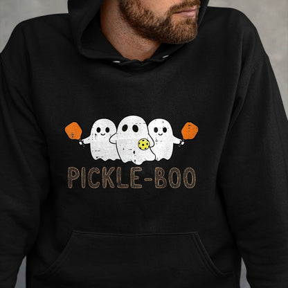 Funny Pickleball Shirt, Pickleball Lover Unisex T-Shirt/Hoodie/Sweatshirt HLT00 - Halloween Pickleball Ghosts Pickle Boo Costume Men Women Kid T-Shirt, Women