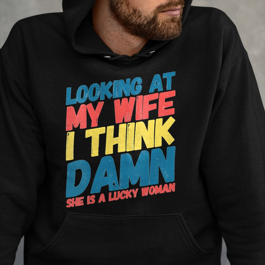 Best Wife Shirt, Wife and Husband Unisex T-Shirt/Hoodie/Sweatshirt HLT00 - Gift for wife T shirt, lucky wife   Womens My Lucky Wife Best Crazy Husband Funny Married Couple V-N