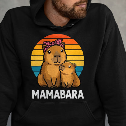 Cute Capybara Shirt, Funny Capybara Unisex T-Shirt/Hoodie/Sweatshirt HLT00 - Mamabara Capybara Mother T-Shirt
