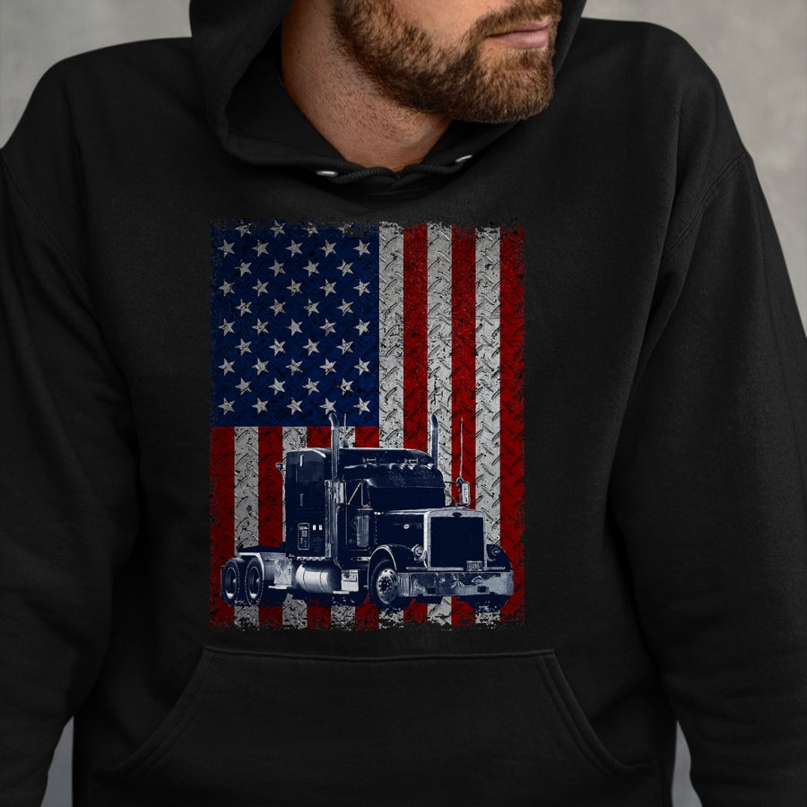 Best Truck Driver Life Shirt, Funny Trucker UnisexT-Shirt/Hoodie/Sweatshirt HLT00 - Truck Driver American Flag Patriotic Trucker T-Shirt