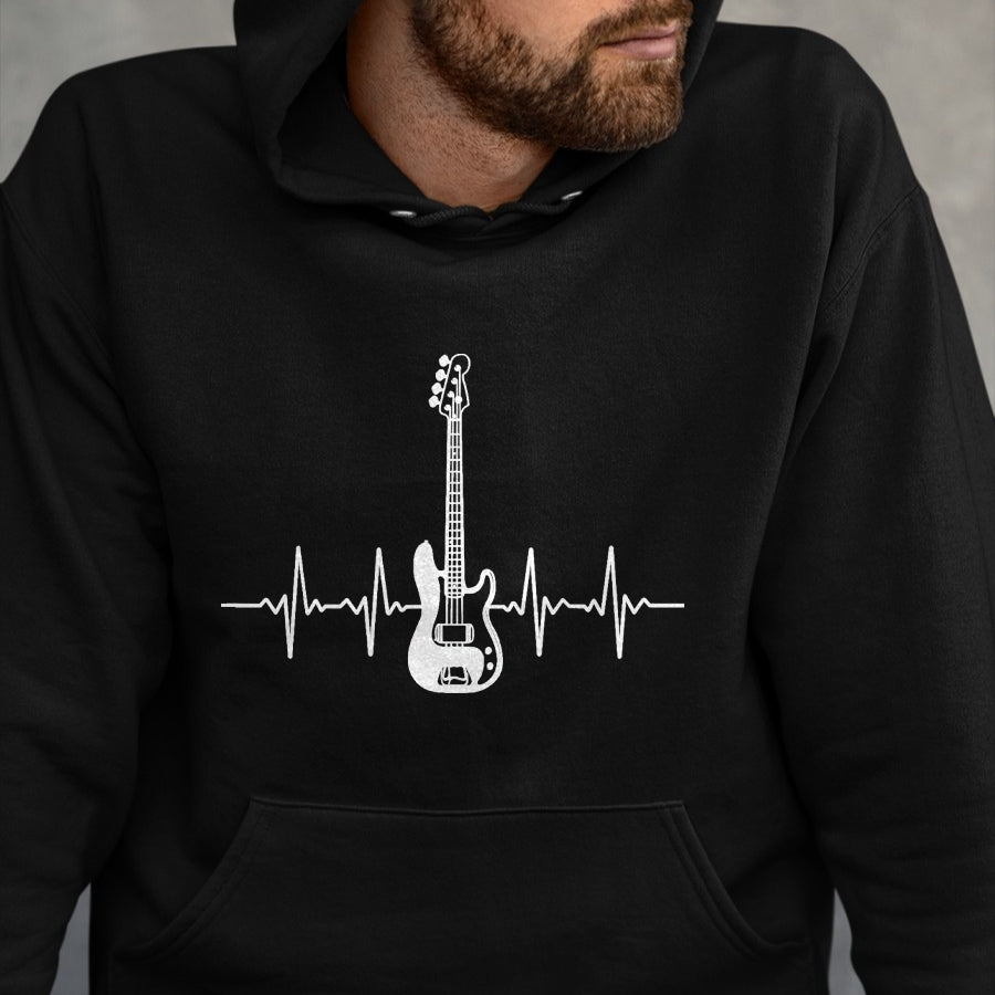 Guitar Lover Shirt, Funny Guitar UnisexT-Shirt/Hoodie/Sweatshirt HLT00 - Cool Bass Guitar Heartbeat Design for Bass Player Men Women T-Shirt, Men, Black, 3X-Large
