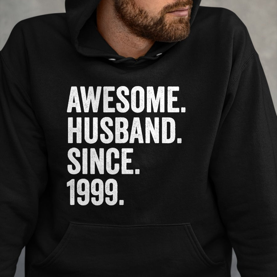 Best Wife Shirt, Wife and Husband Unisex T-Shirt/Hoodie/Sweatshirt HLT00 - Awesome Husband Since 1999 25th wedding anniversary 25 years T-Shirt