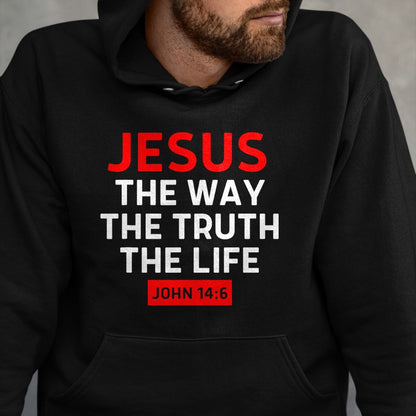 Christian Tee, Christian Faith Unisex T-Shirt/Hoodie/Sweatshirt HLT00 - Jesus The Way Truth Life John 14 6 Christian Bible Verse T-Shirt (1)