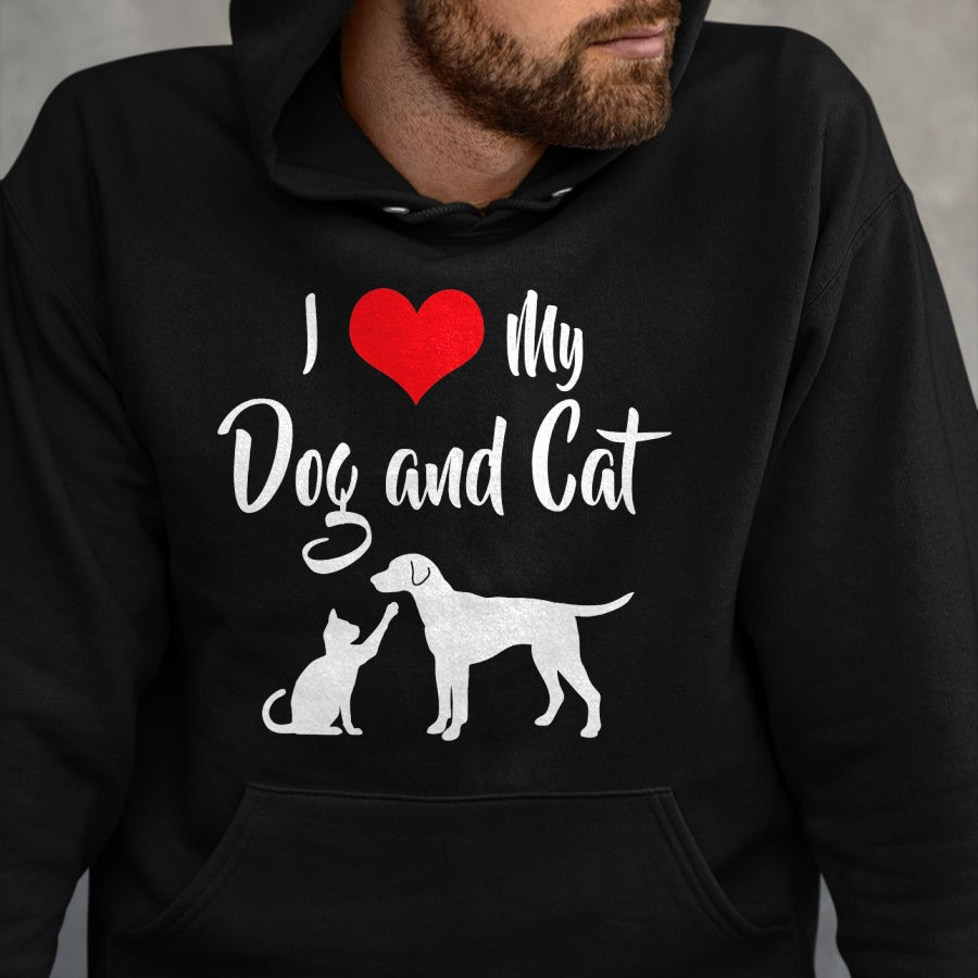 Cat Love Shirt, Funny Cat Lover Gift UnisexT-Shirt/Hoodie/Sweatshirt HLT00 - I Love My Dog And Cat T-Shirt (1)