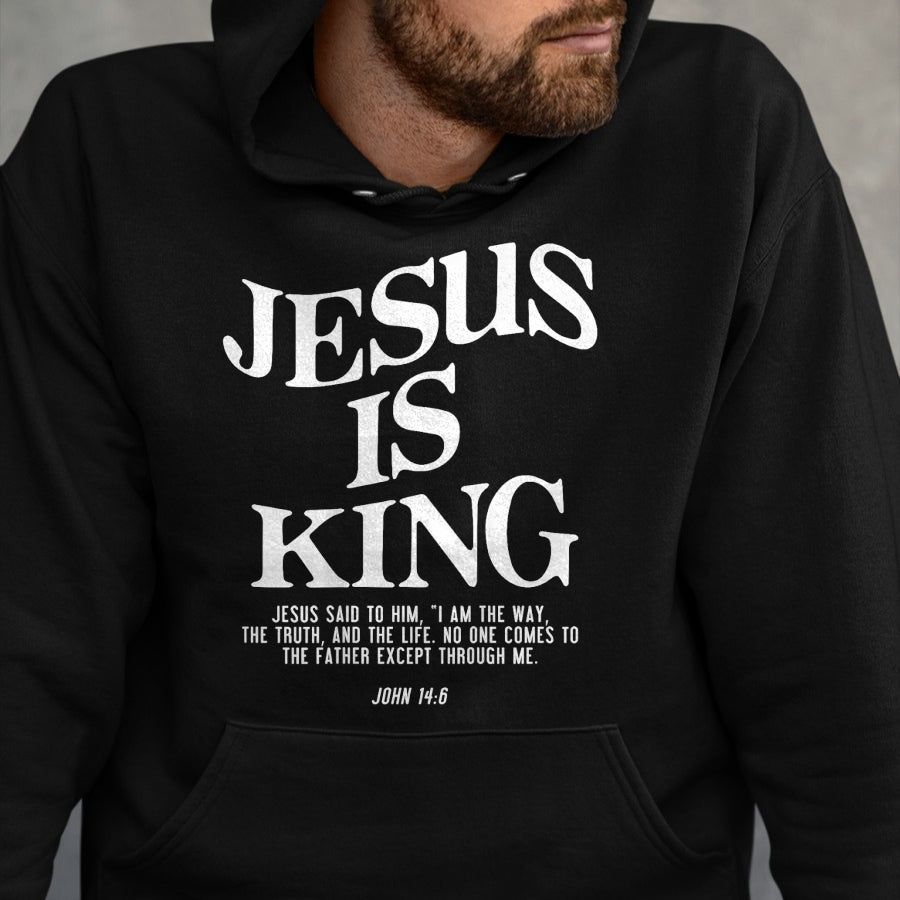 Christian Tee, Christian Faith Unisex T-Shirt/Hoodie/Sweatshirt HLT00 - Jesus Is King Jesus John 146 Costume Christian (On Back) T-Shirt (2)