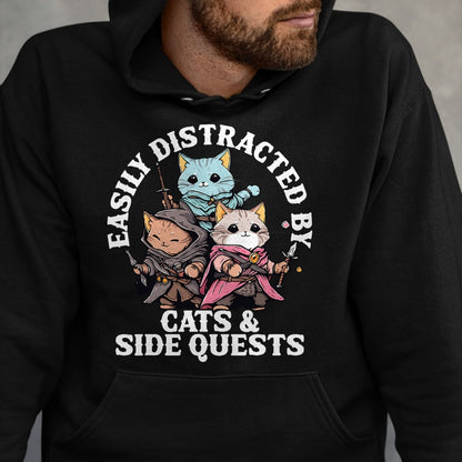 Cat Love Shirt, Funny Cat Lover Gift UnisexT-Shirt/Hoodie/Sweatshirt HLT00 - Cats Side Quest Distracted Tabletop Funny Men Women Kids Dad T-Shirt