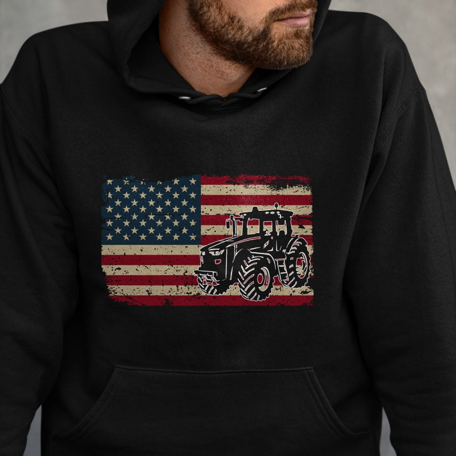 Best Farmer Life Shirt, Funny Farmer UnisexT-Shirt/Hoodie/Sweatshirt HLT00 - Farm Tractors USA Flag Patriotic Farming Gift Long Sleeve T-Shirt