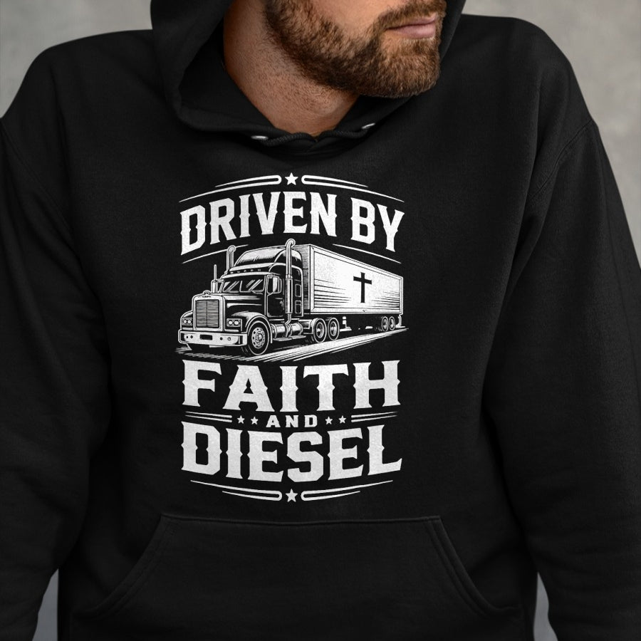 Best Truck Driver Life Shirt, Funny Trucker UnisexT-Shirt/Hoodie/Sweatshirt HLT00 - Driven Faith and Diesel Trucking Jesus Christian Trucker T-Shirt (2)