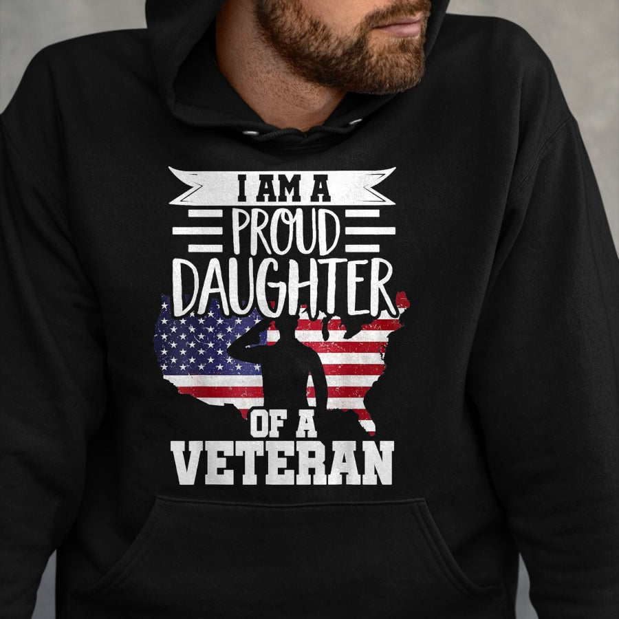 Proud Veteran Shirt, Funny Veteran UnisexT-Shirt/Hoodie/Sweatshirt HLT00 - Proud Daughter Veteran Nothing Scares Patriotic Veterans Day T-Shirt, Women, Olive Green, Large