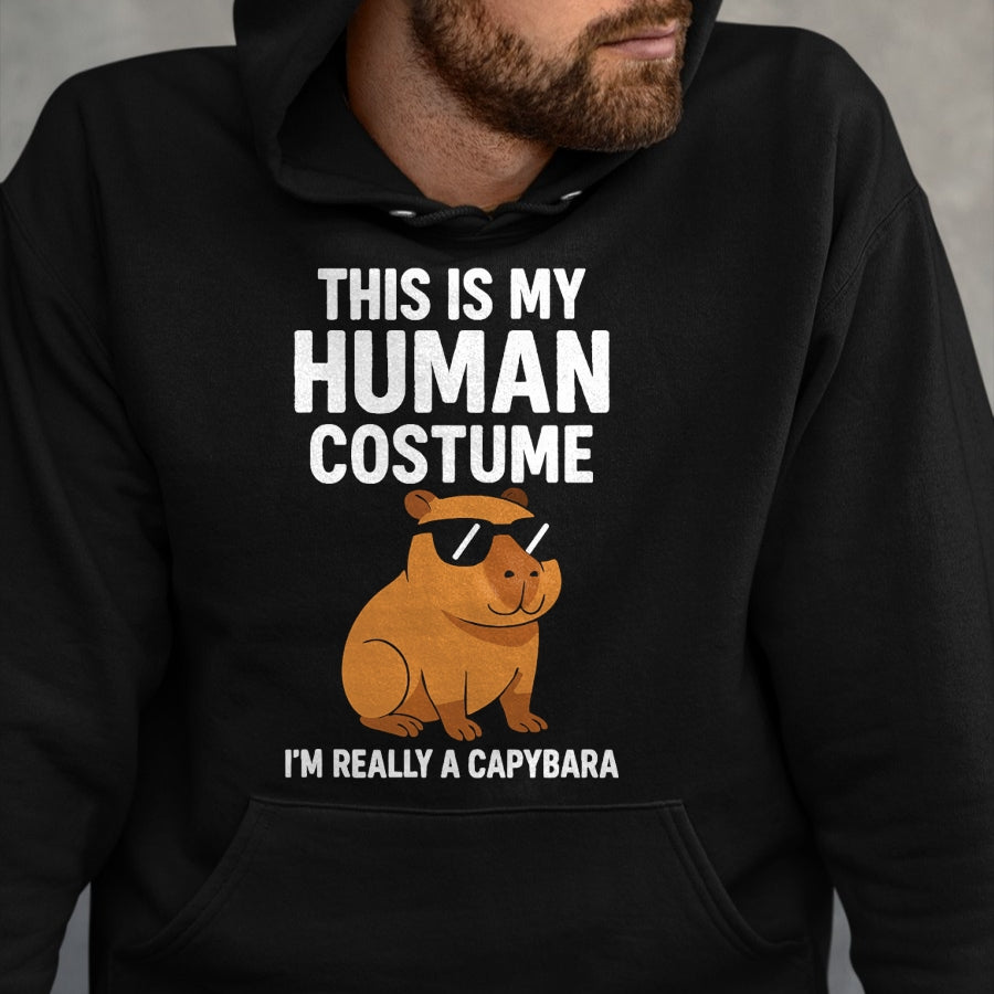 Cute Capybara Shirt, Funny Capybara Unisex T-Shirt/Hoodie/Sweatshirt HLT00 - This is My Human Costume I Am Really A Capybara T-Shirt