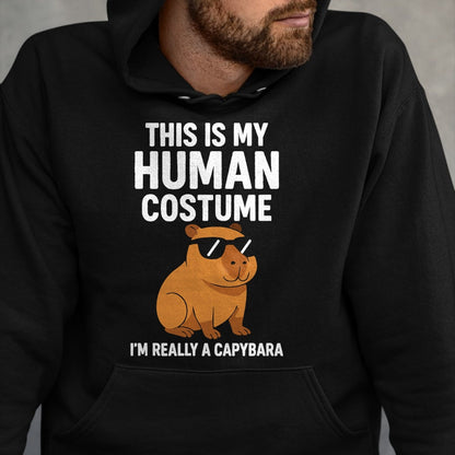 Cute Capybara Shirt, Funny Capybara Unisex T-Shirt/Hoodie/Sweatshirt HLT00 - This is My Human Costume I Am Really A Capybara T-Shirt