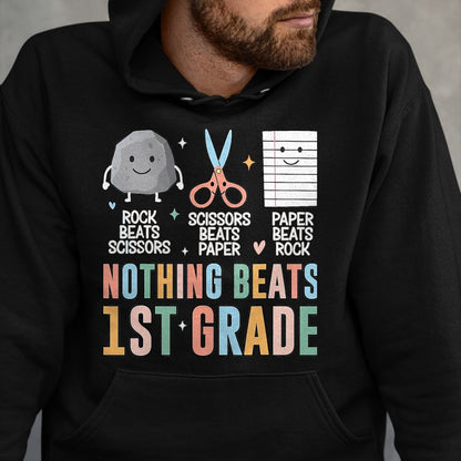 Best Student Shirt, Funny Back To School UnisexT-Shirt/Hoodie/Sweatshirt HLT00 - Nothing Beats 1st Grade Funny Back to School Kids Teachers T-Shirt, Men, Black, 3X-Large
